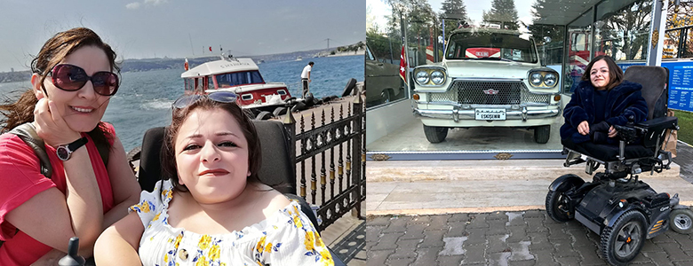 Resim: soldaki resimde Ceren ve annesi Ayşe Sarı deniz kenarında yanyana gülümsedikleri bir an. sağdaki resimde Ceren müzede Devrim arabası önünde poz verirken çekilmiş fotoğraflar.